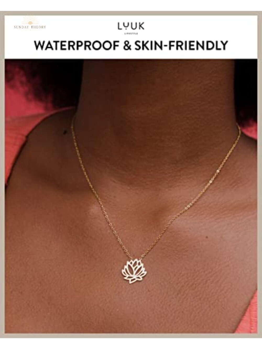 Minimalist Stainless Steel Pendant Necklace, Lotus Charm, Dainty Jewelry